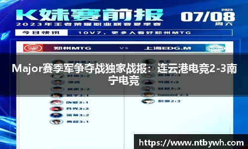 Major赛季军争夺战独家战报：连云港电竞2-3南宁电竞